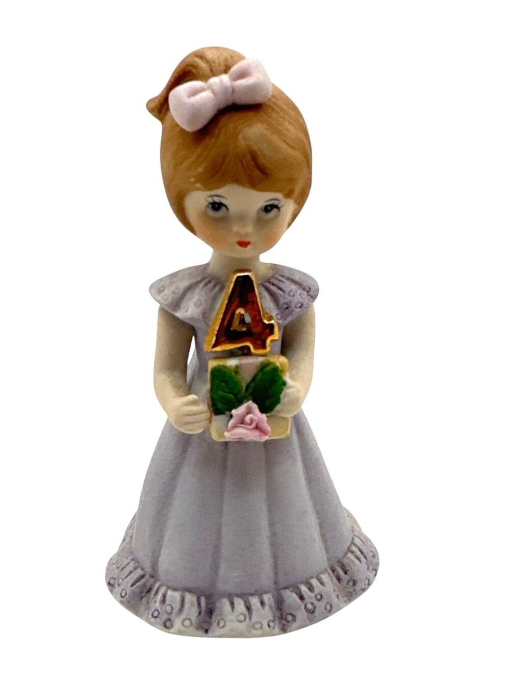 Vintage Enesco Growing Up Birthday Girls Figurine Age 4 Bisque Porcelain Sweet
